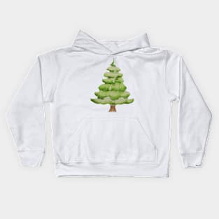 Fir tree Watercolor Kids Hoodie